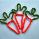 knitted wire carrots decoration - set of 3