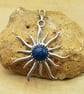 Boho Lapis lazuli sunburst Pendant. September birthstone - Image 1