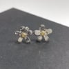 Silver and 18ct gold flower stud earrings