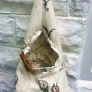 Owl Peg Bag, Lined Peg Bag with carabiner clasp
