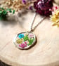 Circular Meadow Flower Pendant - Real Dried and Pressed Flowers - Image 1