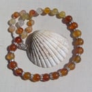 Orange Carnelian Agate Gemstone Chunky Statement Necklace "Sunrise"
