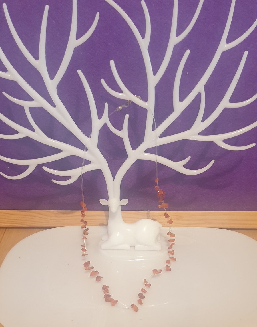 Floating Carnelian gemstone necklace.