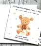 Personalised New Baby Card - Girl or Boy - Watercolour Print - Bear