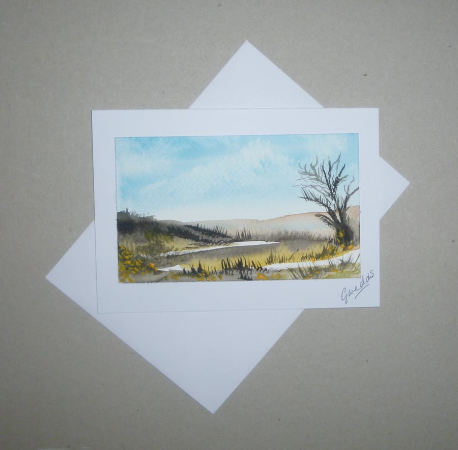 original art hand painted watercolour landscape greetings card ( ref FA 317 K3 )
