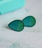 Blue and Green Teardrop Stainless Steel Stud Earrings - Image 3