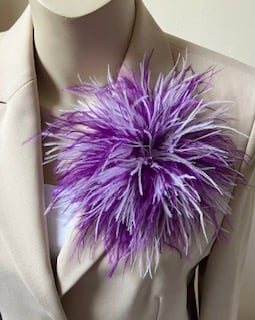 Elvera - Purple & Lilac Mix Ostrich Feather Style Brooch - Corsage  Lapel 