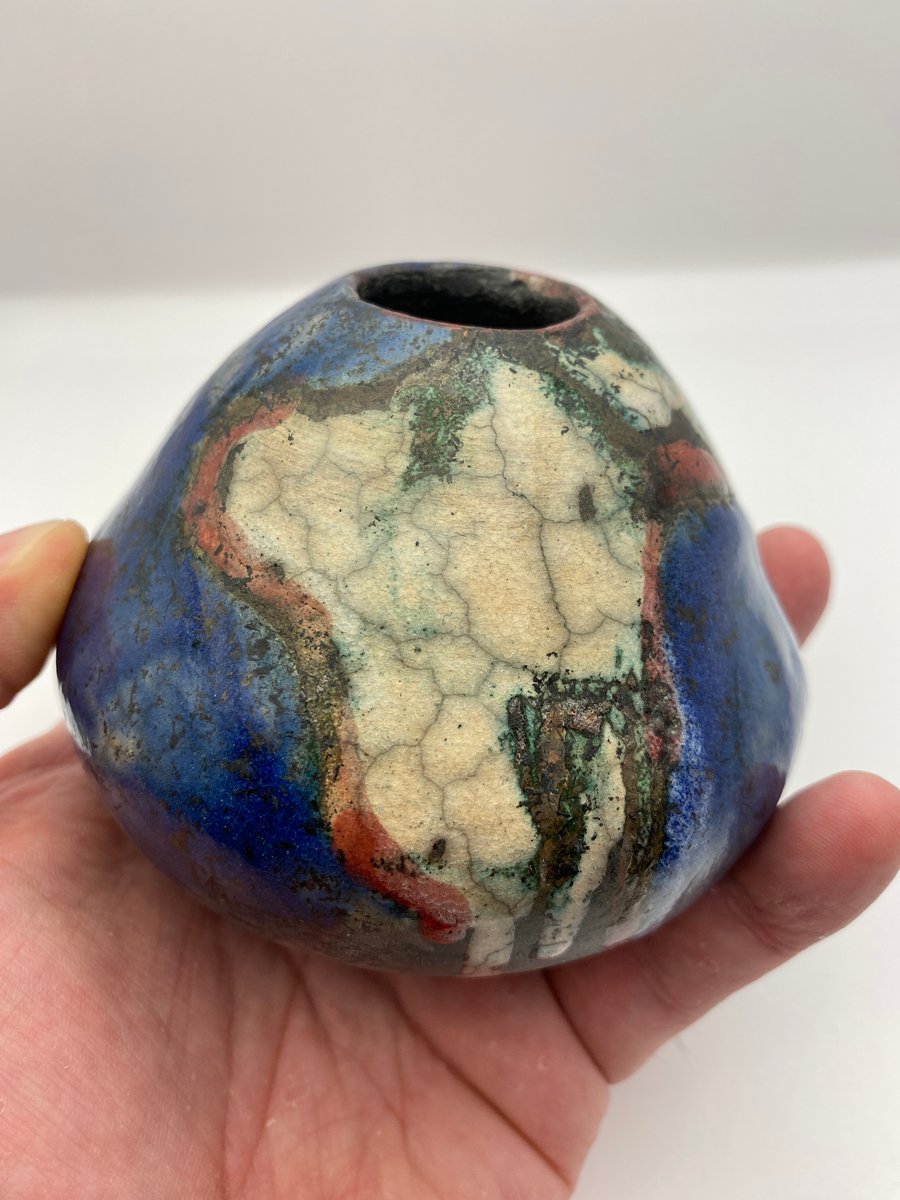 ceramic pot, raku fired, decorative raku ware