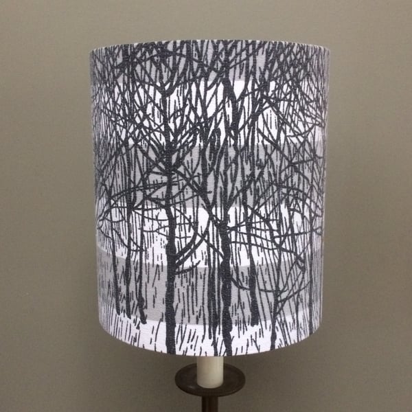 Monochrome MCM Forest Trees ARCHWOOD Fothergay Vintage fabric Lampshade