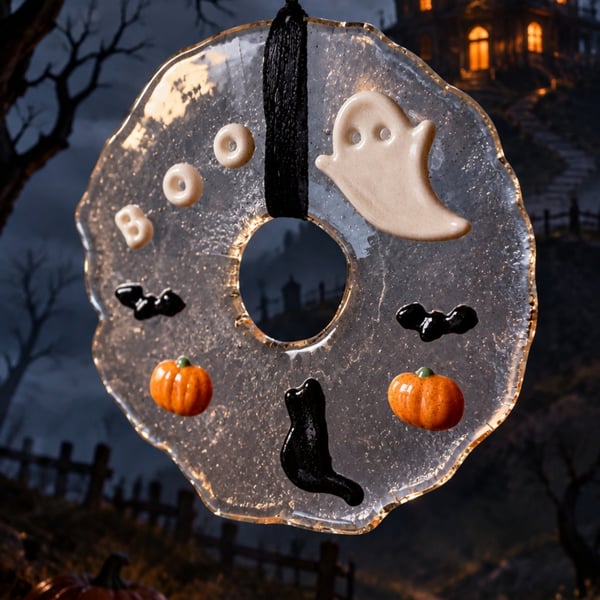 Halloween Fused Glass Wreath
