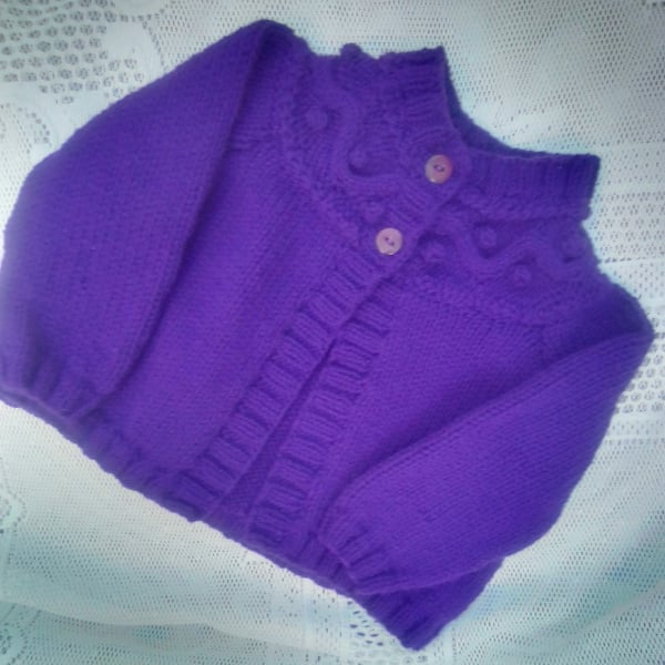 Girl’s Aran Weight Cardigan With A Patterned Yoke, Gift Ideas for Children