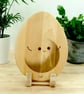 Happy Egg Chopping Board Solid Beech Wood Kitchenware, UK Hand Made