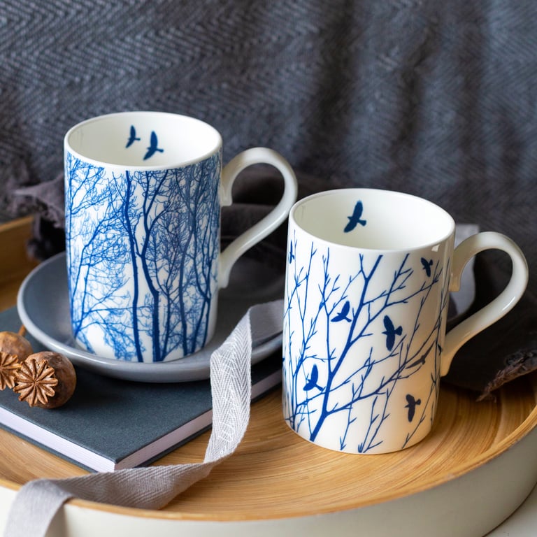 Two Large Fine China Mugs, Birthday gift, 20th Anniversary Gift, Christmas gift