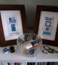 Pretty Patterned Blue & White Handstitched Geometric Small Artworks - Image 6