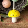Ceramic tiny Easter egg toadstool yellow