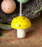 Ceramic tiny Easter egg toadstool yellow