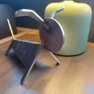 Handcrafted Industrial metal dog sculpture figurine.