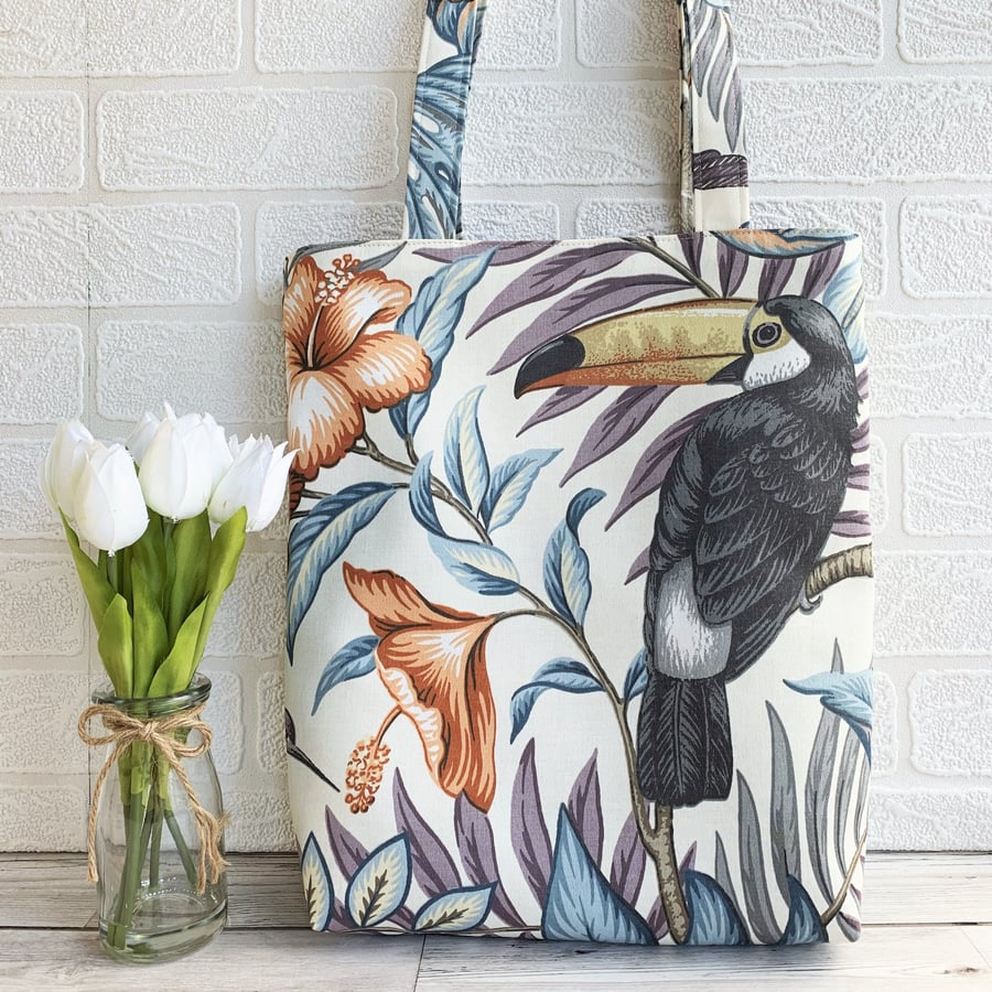 Tropical birds and plants tote bag