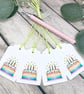 Rainbow Birthday Cake Gift Tags - set of 4 tags - Birthday gift tags
