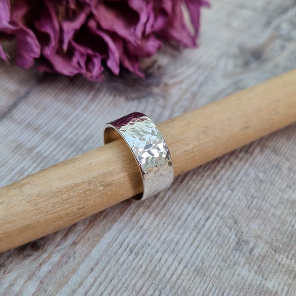 Sterling Silver Wide Hammered Ring Band - JBJ4004