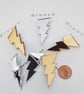 Mirror acrylic lightning bolt brooch pin badge - Image 3