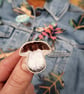 Porcini wooden pin badge, penny bun brooch, wild mushroom. - Image 1
