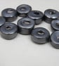 10 Small Metallic Pewter Glazed Ceramic Washer Beads - Image 2