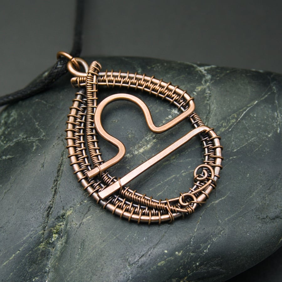 Copper Zodiac Pendant - Libra - Scales - Sep 23rd - Oct 22nd