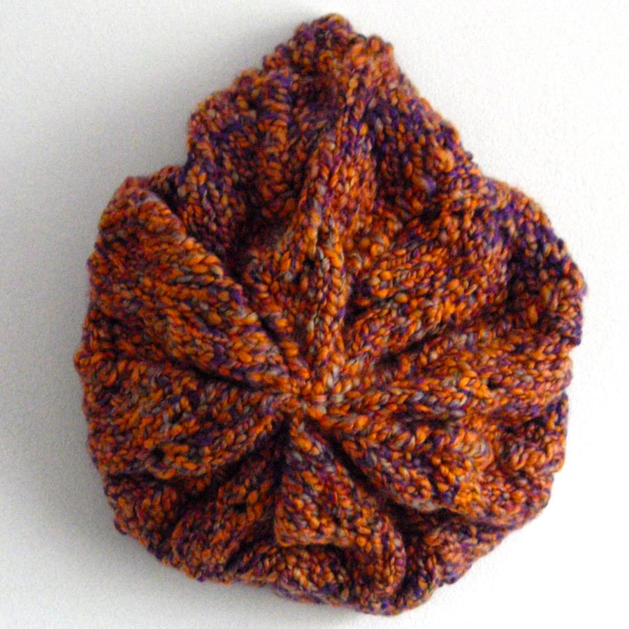 Autumn Shades Hand Knitted Slouch Beret