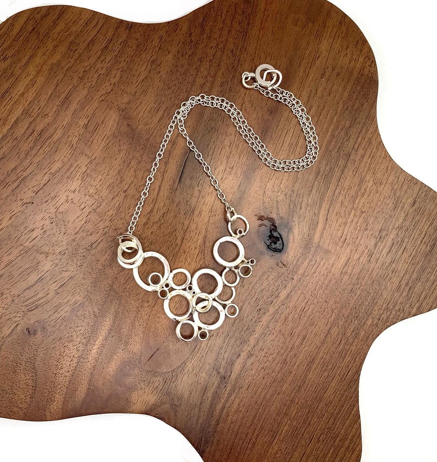 Sterling silver bubbles choker necklace