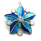 Crystal Star Flower Suncatcher Stained Glass 014 SeaBlue