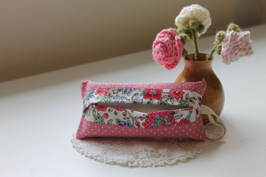 Handmade floral tissue pouch
