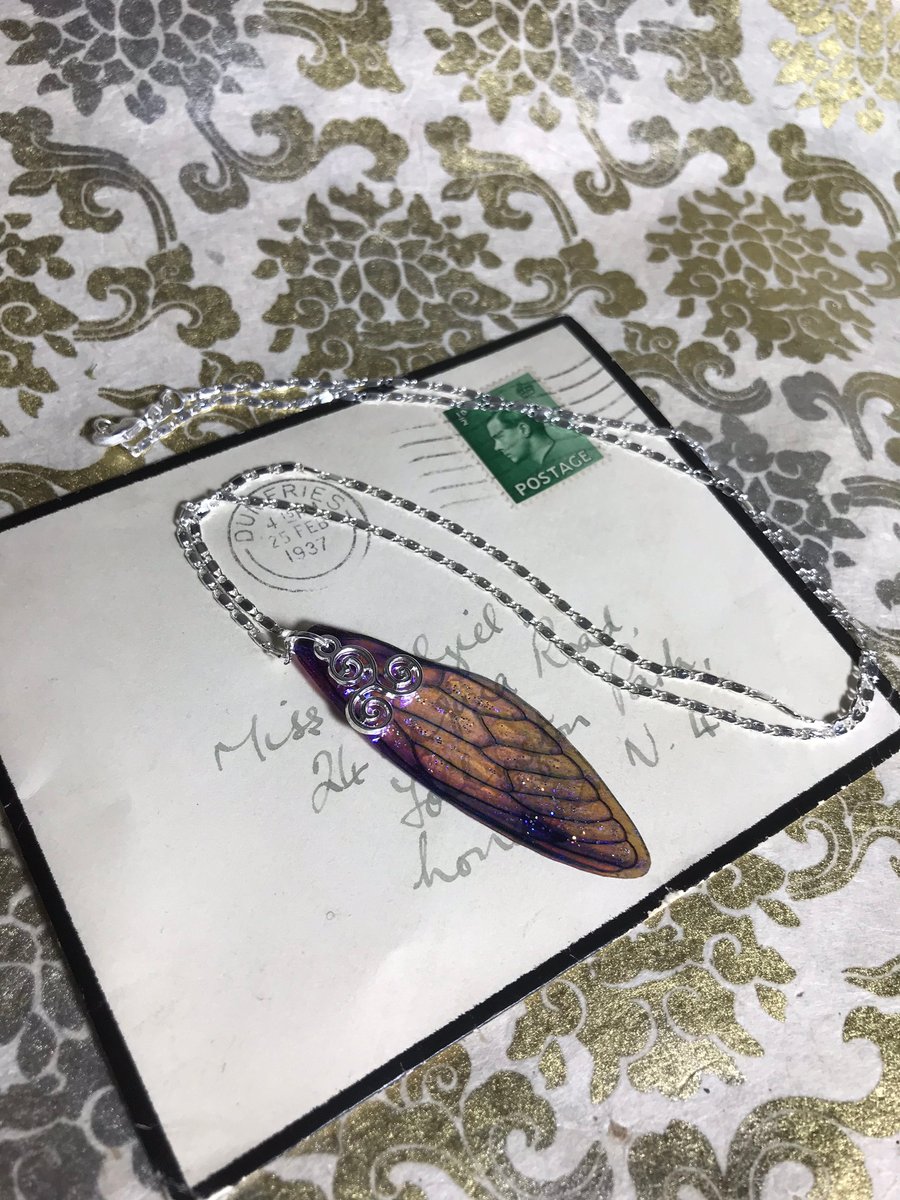 Purple Triskelion Fairy Wing Necklace