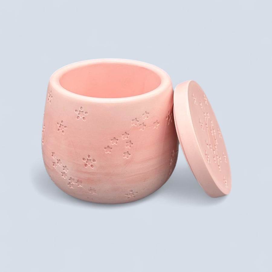 Cloudy Flamingo Pink Marble Constellation Jewellery Box or Trinket Pot 