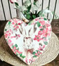 Handmade Wooden Hanging Heart Spring Hare
