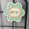 Large Smile pottery magnet turquoise