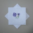 hand painted blank floral embossed card ( ref FA 37 G2 )