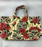 Skulls and roses tote bag, Gothic shopper, handmade in Sussex - Image 5