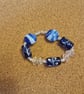 Navy two tone lampwork beaded bracelet small size