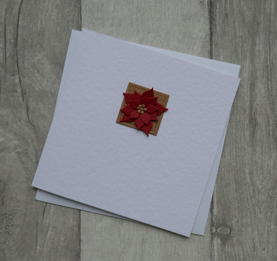 Red and Kraft Poinsettia  - Christmas Card