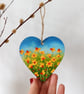 Daffodil Hanging Decoration, Spring Flowers Daffodils, Blue Yellow Floral Heart