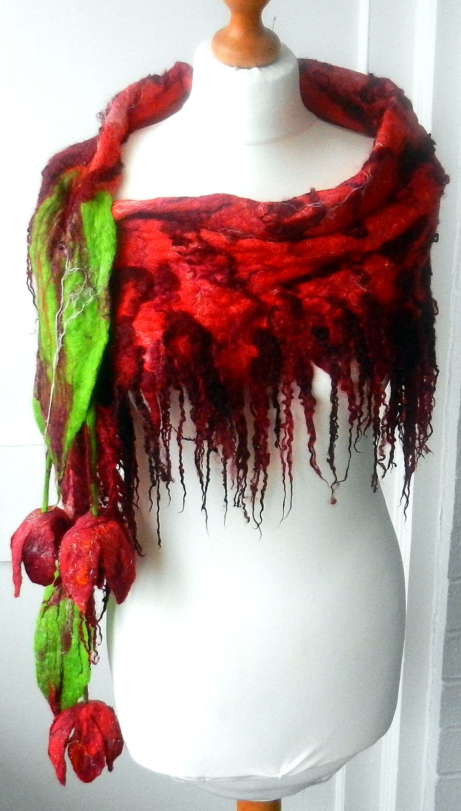 Felted, Wool Jewelry felted woman ART NET scarf  ,shawl-Tango  -