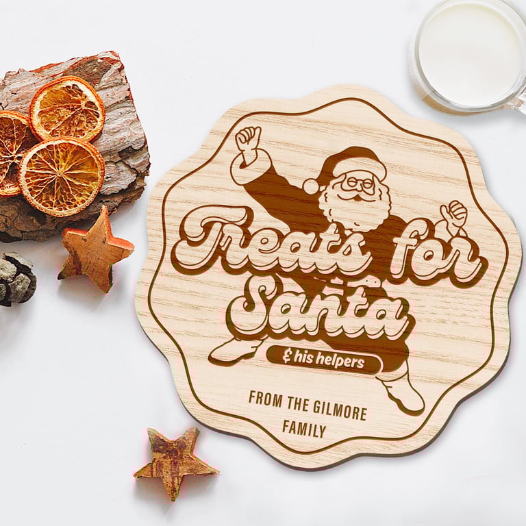 Personalised Treats for Santa - Retro Plate: Custom Christmas Eve Santa Tray