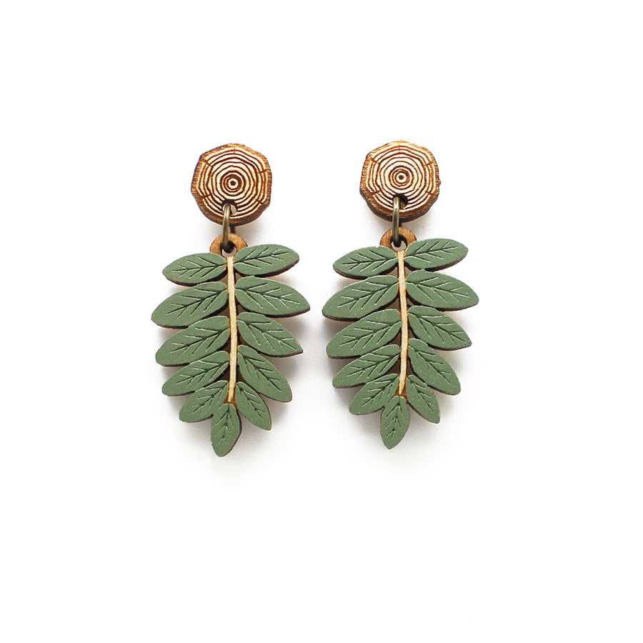 Rowan Leaf Drop Earrings