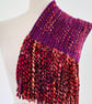 Handmade Silk and Merino Wool Scarf in Vibrant Purple, Pinks and Reds - Image 5
