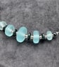 blue seaglass style lampwork glass disc necklace - Image 2