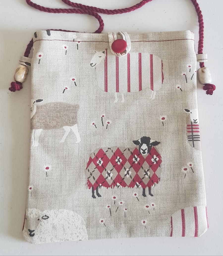 Cross body bag: stripey sheep