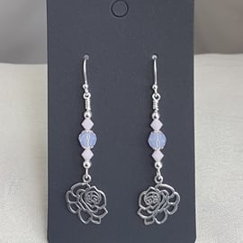Gorgeous Rose Charm Dangly Earrings.
