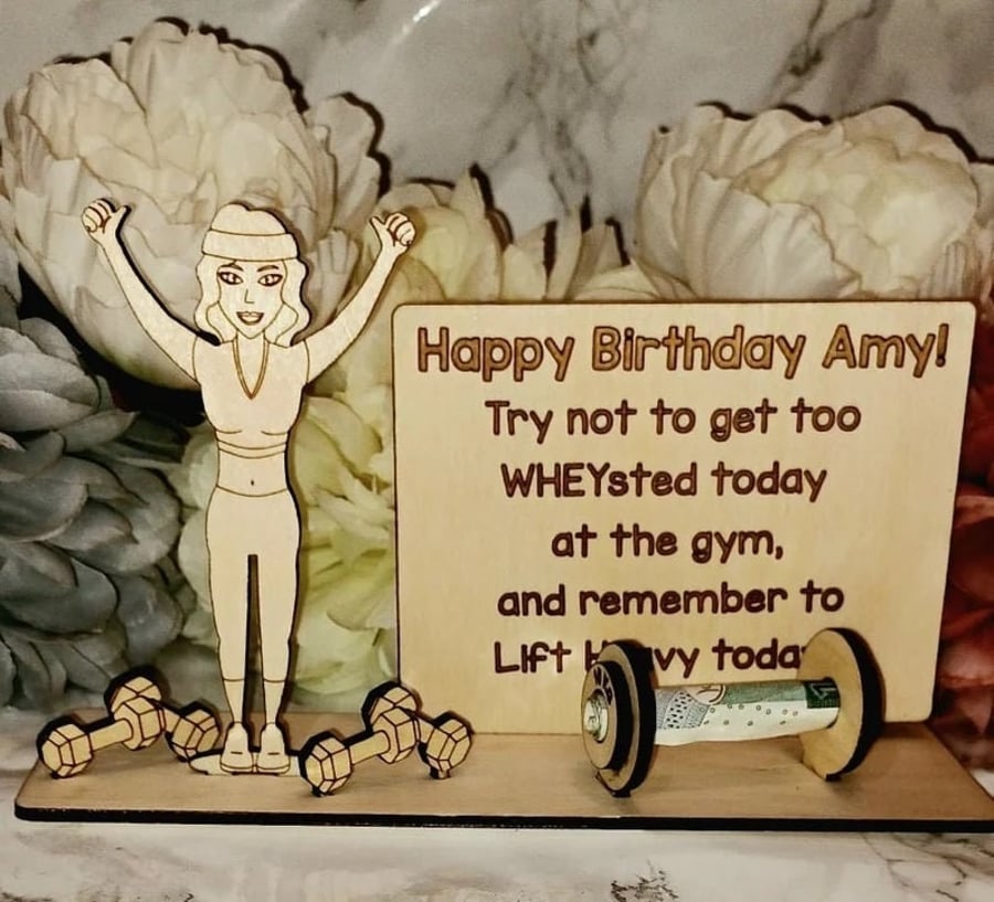 Personalised Fitness Girl Money Gift, Fitness, Personal Trainer, Gym Lover Gift 