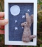  Moon gazing hare - nursery picture - needle felt, wool decoration -  - Image 2